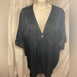 Avenue size 22/24  black shimmery, satiny look blouse with pleat detail.